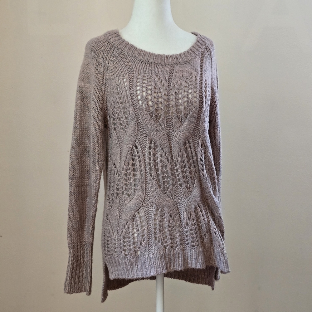 NWT Maurices Women's Small Beige Rose Knit Sweater